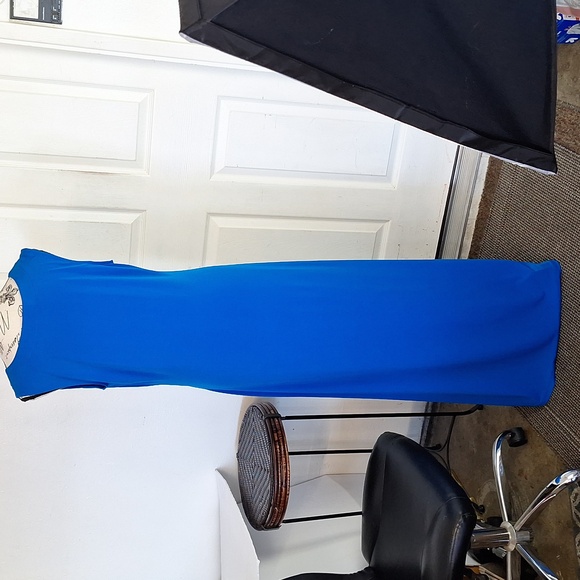 VENUS Royal Blue Maxi Dress with front Slit, Womens Sz Large stretchy sleeveless - Picture 5 of 7
